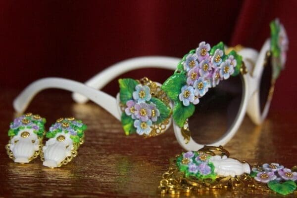 SOLD! 3269 Sided Hand Painted Hydrangea Baroque Embellished Sunglasses - Image 5