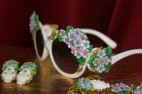 SOLD! 3269 Sided Hand Painted Hydrangea Baroque Embellished Sunglasses - Image 6