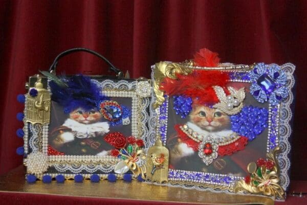 SOLD! 3320 Minime Adorable Victorian Cat Lace Embellished Crossbody Handbag - Image 7