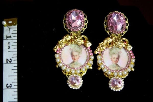 SOLD! 3410 Young Marie Antoinette Pink Crystal Elegant Earrings Studs - Image 6