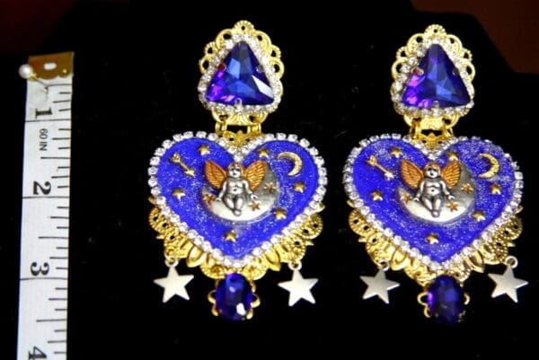 SOLD! 3418 Baroque Cherub On a Moon Crystal Studs Earrings - Image 7