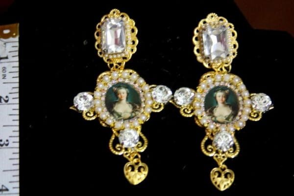 SOLD! 3421 Marie Antoinette Crystal Elegant Cross Earrings Studs - Image 5