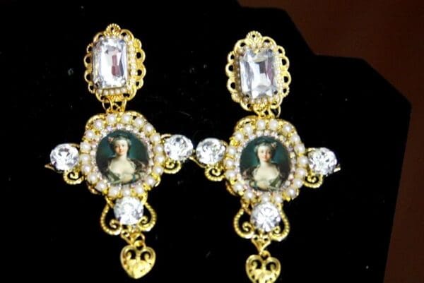 SOLD! 3421 Marie Antoinette Crystal Elegant Cross Earrings Studs - Image 6