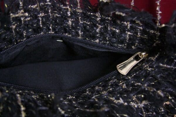 SOLD! 3441 Madam Coco Tweed Embellished Brooches Crossbody Handbag - Image 3