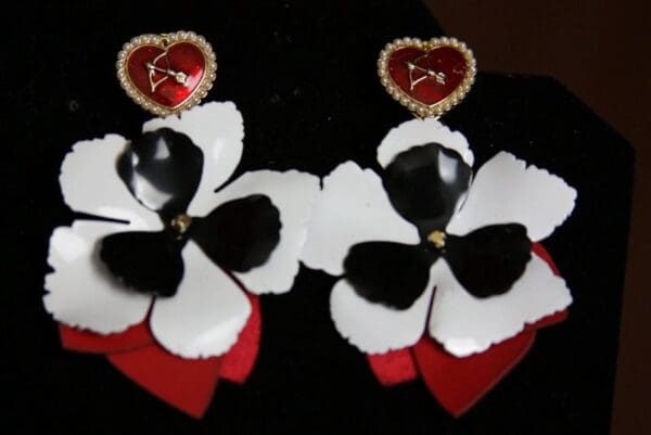 SOLD! 3462 Designer Inspired Violet Heart Massive Studs Earrings - Image 4