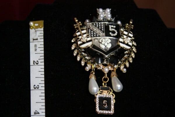 SOLD! 3469 Byzantine Madam Coco Huge Unusual Shield Crystal Brooch - Image 3