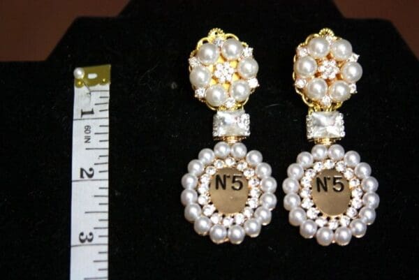 SOLD! 3470 Coco Perfume Bottle Crystal Earrings - Image 8