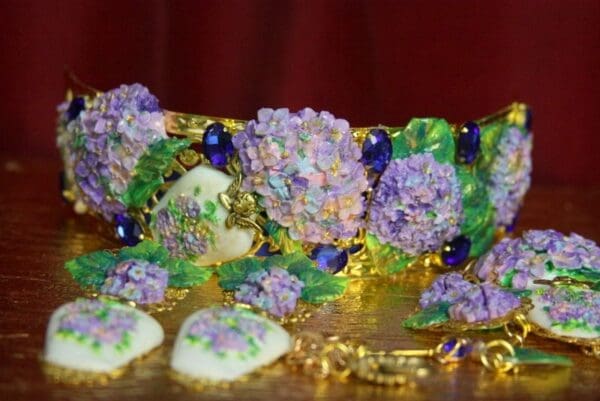 SOLD! 3473 Baroque Hand Painted Hydrangea Vase Desugner Inspired Headband - Image 8