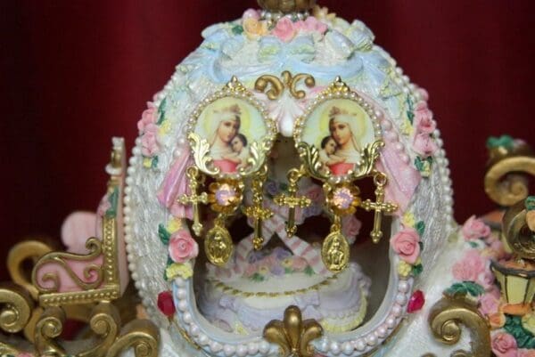SOLD! 3493 Virgin Mary Cameo Pearl Cross Crystal Pearl Elegant Statement Earrings Studs - Image 9