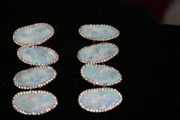 SOLD! 3494 Larimar Imitation Hand Painted Stunning Runway Elegant Statement Earrings Studs - Image 8