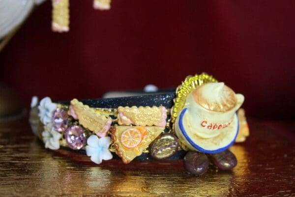 SOLD! 3532 Set Of Earrings + Unusual Baroque Coffee Beans Cookie Crystal Flower Crown Headband - Image 4