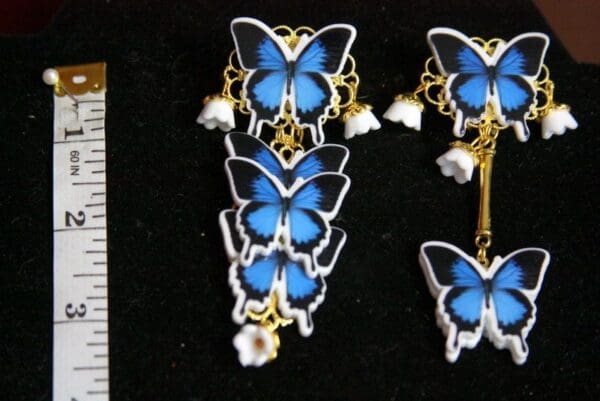 SOLD! 3534 Irregular Fancy Vivid Butterfly Earrings Studs - Image 3
