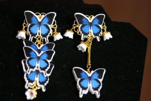 SOLD! 3534 Irregular Fancy Vivid Butterfly Earrings Studs - Image 4