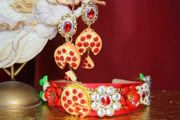 SOLD! 3536 Set Of Earrings + Unusual Baroque Pizza Flower Crystal Flower Crown Headband - Image 7