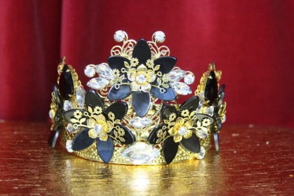 3546 Stunning Baroque Black Flower Crystal Flower Crown Headband - Image 3