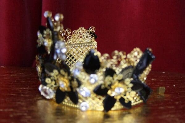 3546 Stunning Baroque Black Flower Crystal Flower Crown Headband - Image 4