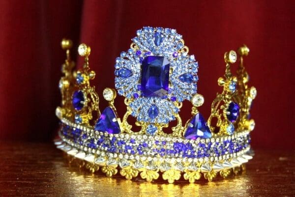 SOLD! 3524 Medieval Blue Crystal Spikes Stunning Crystal Crown Headband - Image 3