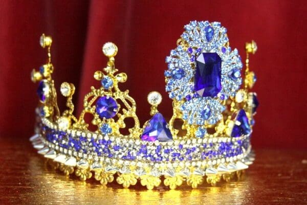 SOLD! 3524 Medieval Blue Crystal Spikes Stunning Crystal Crown Headband - Image 8