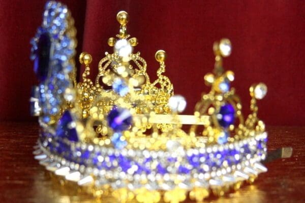 SOLD! 3524 Medieval Blue Crystal Spikes Stunning Crystal Crown Headband - Image 6