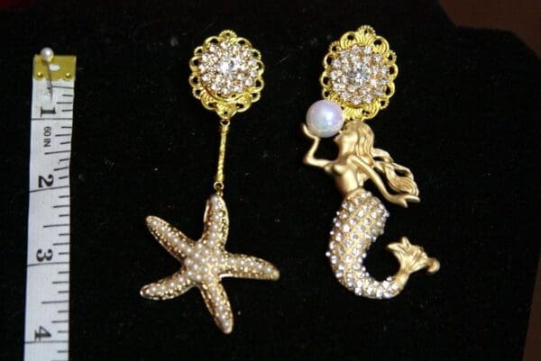 SOLD! 3556 Irregular Mermaid Star Nautical Earrings Studs - Image 7