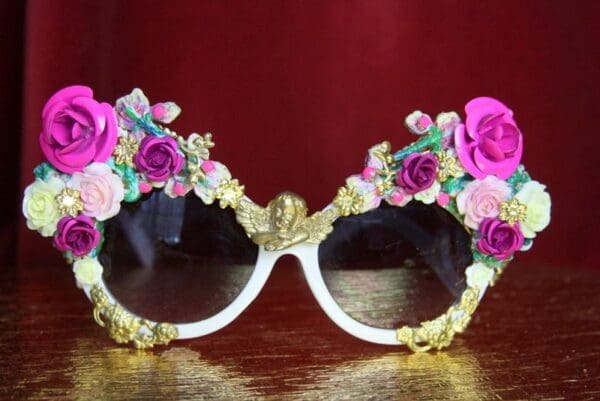 SOLD! 3558 Total Baroque Flower Cherub Detailed Embellished Sunglasses - Image 7