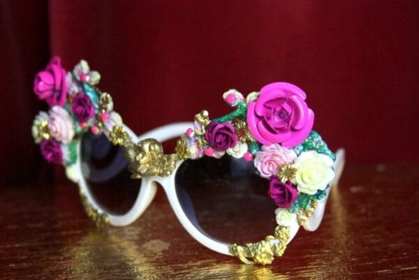 SOLD! 3558 Total Baroque Flower Cherub Detailed Embellished Sunglasses - Image 8