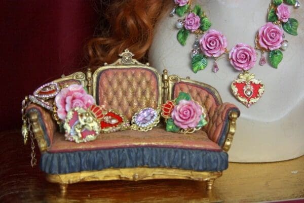 SOLD! 3570 Zibellini Slave Total Baroque Hand Painted Rose Heart Trendy 2018 Crystal Roses Bracelet - Image 8