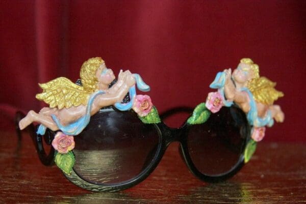 SOLD! 3617 Total Baroque Faced Cherubs Vintage Style Hand Painted Embellished Sunglasses - Image 6