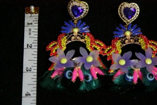 SOLD! 3626 Designer Inspired Parrot Tassel Massive Crystal Studs Earrings - Image 3