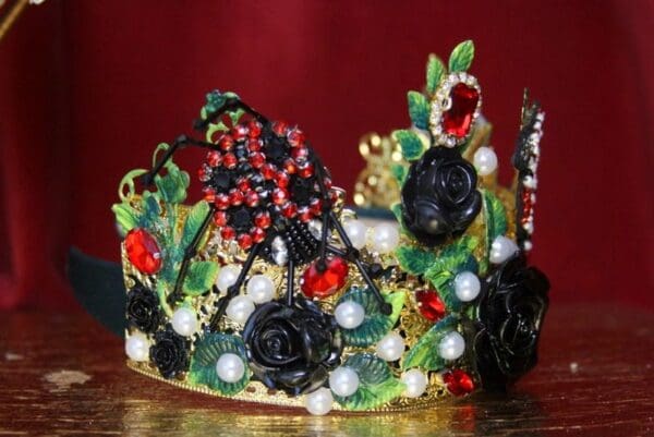 SOLD! 3628 Unusual Baroque Snake Flower Applique Crystal Headband - Image 2