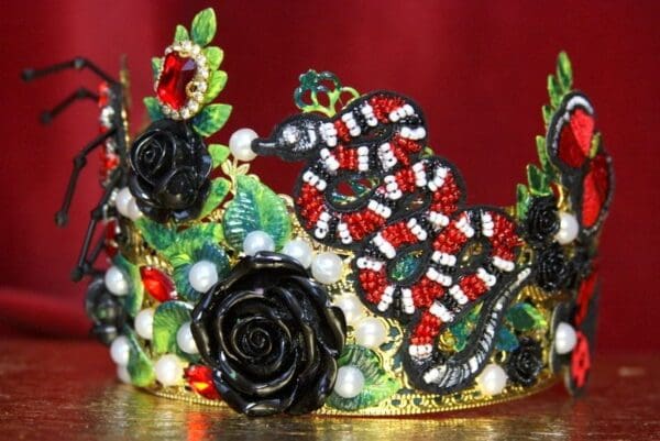 SOLD! 3628 Unusual Baroque Snake Flower Applique Crystal Headband - Image 8