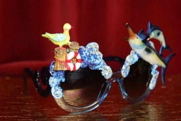 SOLD! 3651 Nautical Hand Painted Fish Sea-gal Embellished Sunglasses - Image 3