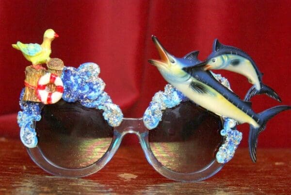SOLD! 3651 Nautical Hand Painted Fish Sea-gal Embellished Sunglasses - Image 9
