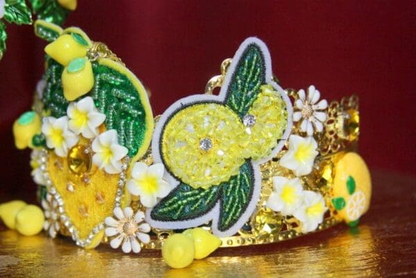 SOLD! 3653 Set Of Lemon Applique Crystal Headband + Earrings - Image 7