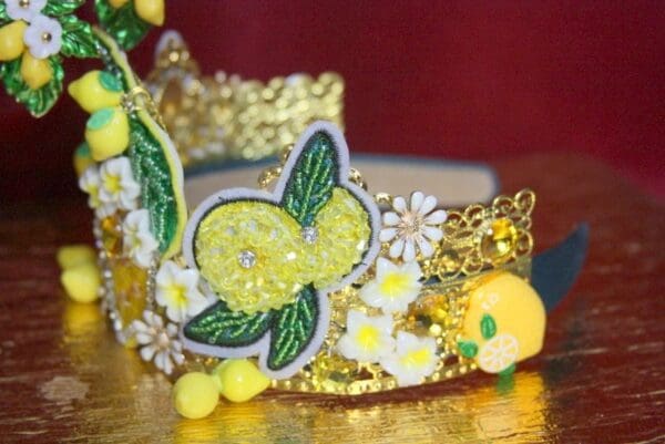 SOLD! 3653 Set Of Lemon Applique Crystal Headband + Earrings - Image 8