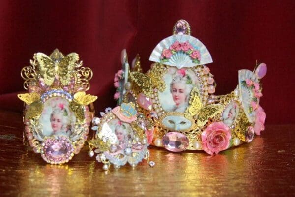 SOLD! 3671 Victorian Marie Antoinette Massive Enamel Flower Cuff Bangle