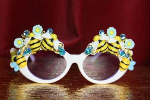 SOLD! 3681 Baroque Embellished Bee Sided Flower Sunglasses - Image 2