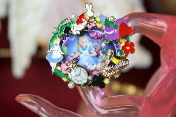 SOLD! 3684 Top Rabbit Alice In Wonderland Enamel Adjustable Cocktail Huge Ring