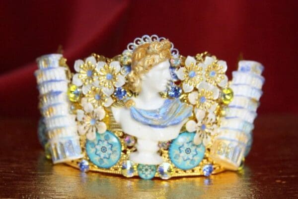SOLD! 3694 Roman Revival Caesar Pisa Hand Painted Unusual Crown - Image 6