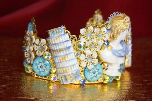 SOLD! 3694 Roman Revival Caesar Pisa Hand Painted Unusual Crown - Image 7