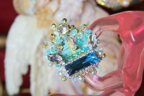 SOLD! 3700 Birth Of Venus Huge Cocktail Shell Pearl Adjustable Ring - Image 5