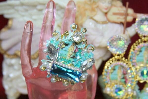 SOLD! 3700 Birth Of Venus Huge Cocktail Shell Pearl Adjustable Ring - Image 2