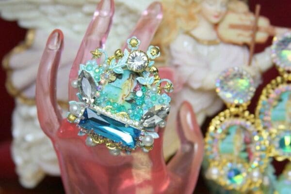 SOLD! 3700 Birth Of Venus Huge Cocktail Shell Pearl Adjustable Ring - Image 6