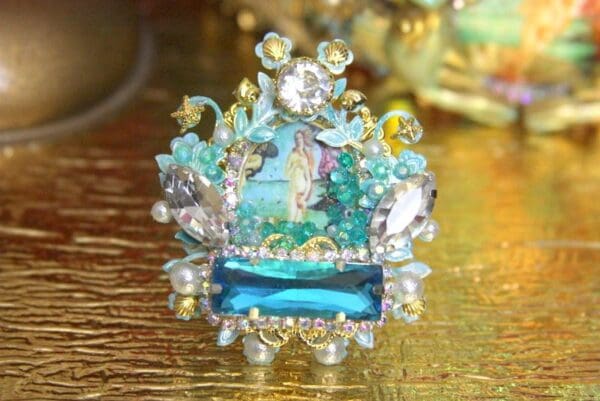 SOLD! 3700 Birth Of Venus Huge Cocktail Shell Pearl Adjustable Ring