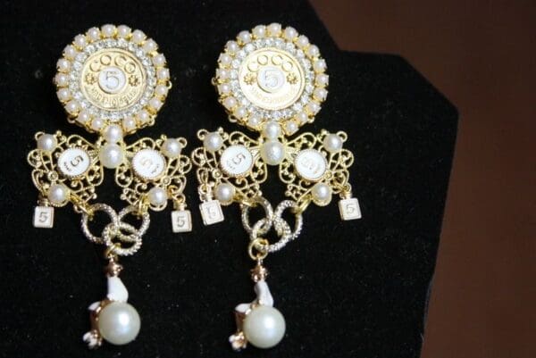 SOLD! 3715 Madam Coco Pearl Number 5 Massive Earrings - Image 7