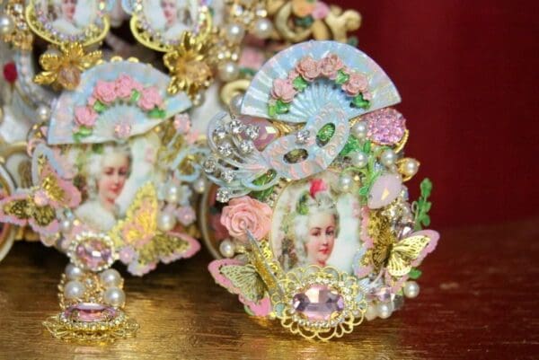 SOLD! 3723 Victorian Marie Antoinette Massive Enamel Flower Cuff Bangle - Image 5