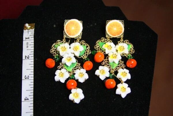 SOLD! 3735 Baroque Sicilian Orange Fruit Massive Earrings Studs - Image 8