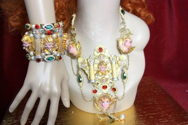 SOLD! 3769 Set Of Hand Painted Cathedral Style Crystal Cuff Bangle+Matching Ring - Image 8