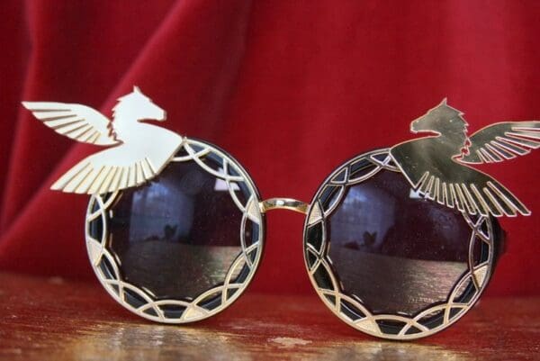 SOLD! 3784 Art Nouveau Embellished Mirror Pegasus Unusual Sunglasses