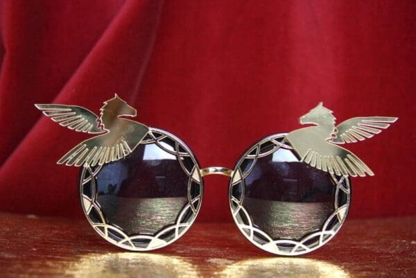 SOLD! 3784 Art Nouveau Embellished Mirror Pegasus Unusual Sunglasses - Image 2